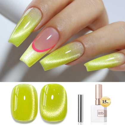Vernis gel Cat Eye Double Rhythm 15ml couleur jaune avec outil magnétique