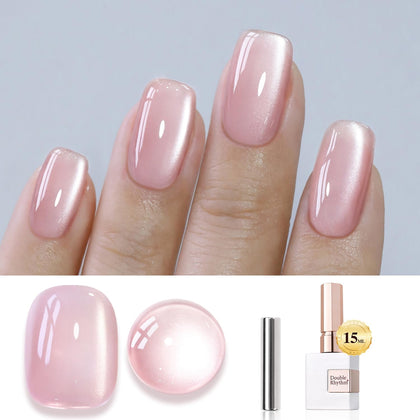 Vernis gel Cat Eye Double Rhythm 15ML couleur rose holographique