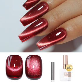 Vernis Gel Cat Eye Double Rhythm 15ML couleur rouge foncé avant