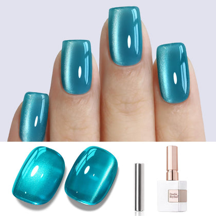 Vernis gel Cat Eye Double Rhythm 15ML couleur teal holographique