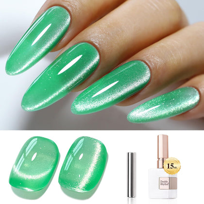 Vernis Gel Cat Eye Double Rhythm 15ml couleur vert printanier vue avant