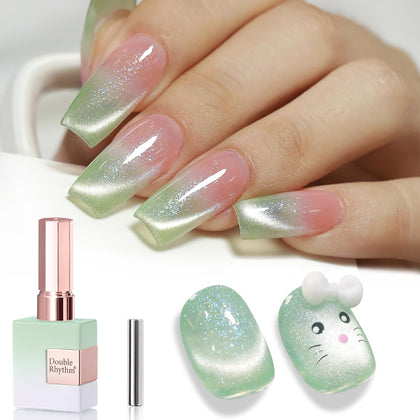 Vernis gel Cat Eye Double Rhythm 15ml couleur vert printanier vue de face