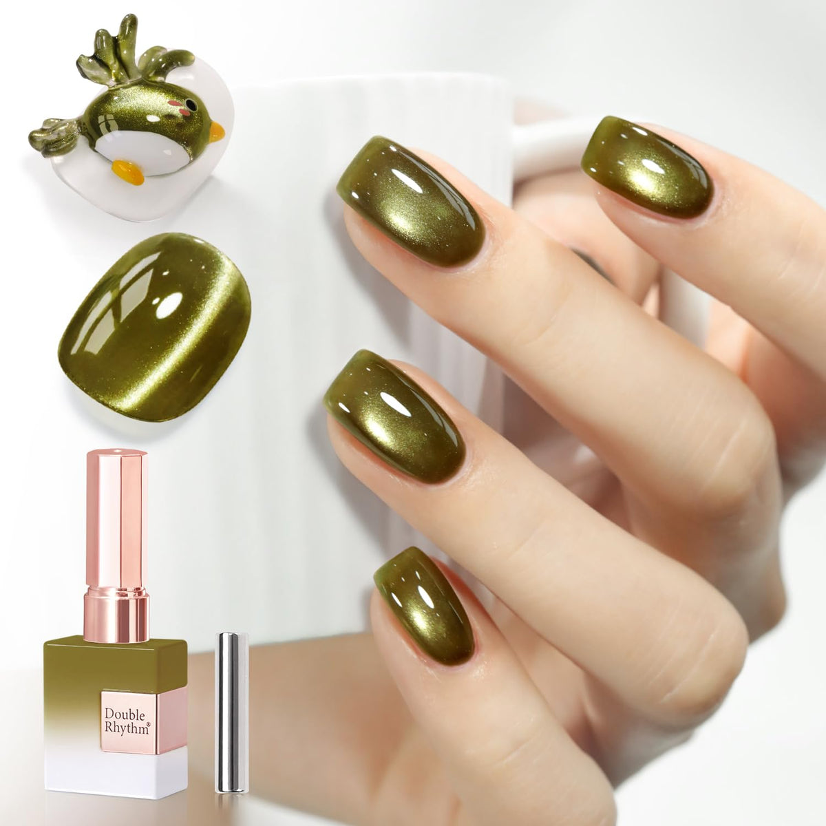 Vernis gel Cat Eye Double Rhythm 15ml couleur vert sauge