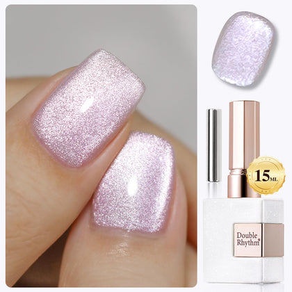 Vernis gel Cat Eye Double Rhythm 15ML couleur violette avec paillettes holographiques