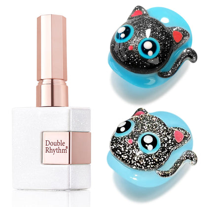 Vernis Gel Cat Eye Double Rhythm 15ml noir pailleté vue de face