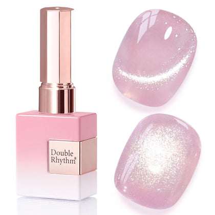 Vernis gel Cat Eye Double Rhythm 15ml violet rose avec paillettes holographiques