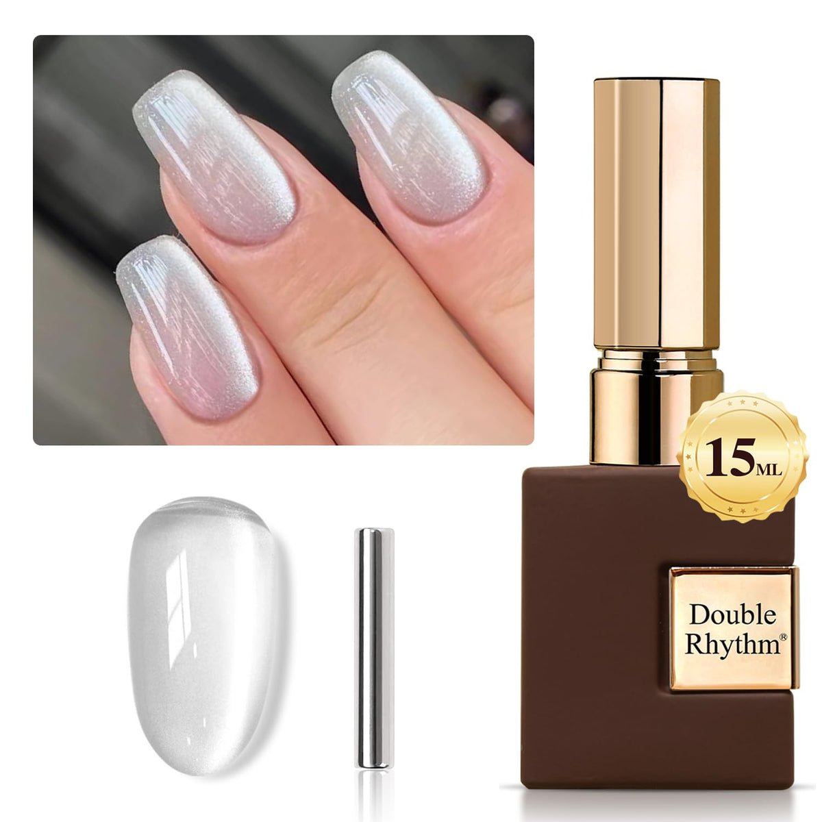 Vernis gel Cat Eye Double Rhythm 15ml vue avant avec couleur holographique