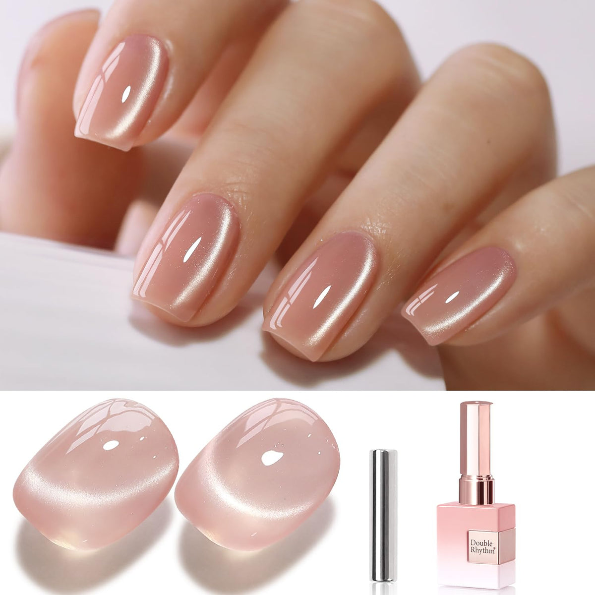 Vernis gel Cat Eye Double Rhythm couleur abricot pêche 15ml