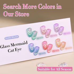 Vernis gel Cat Eye sur une table de nail art