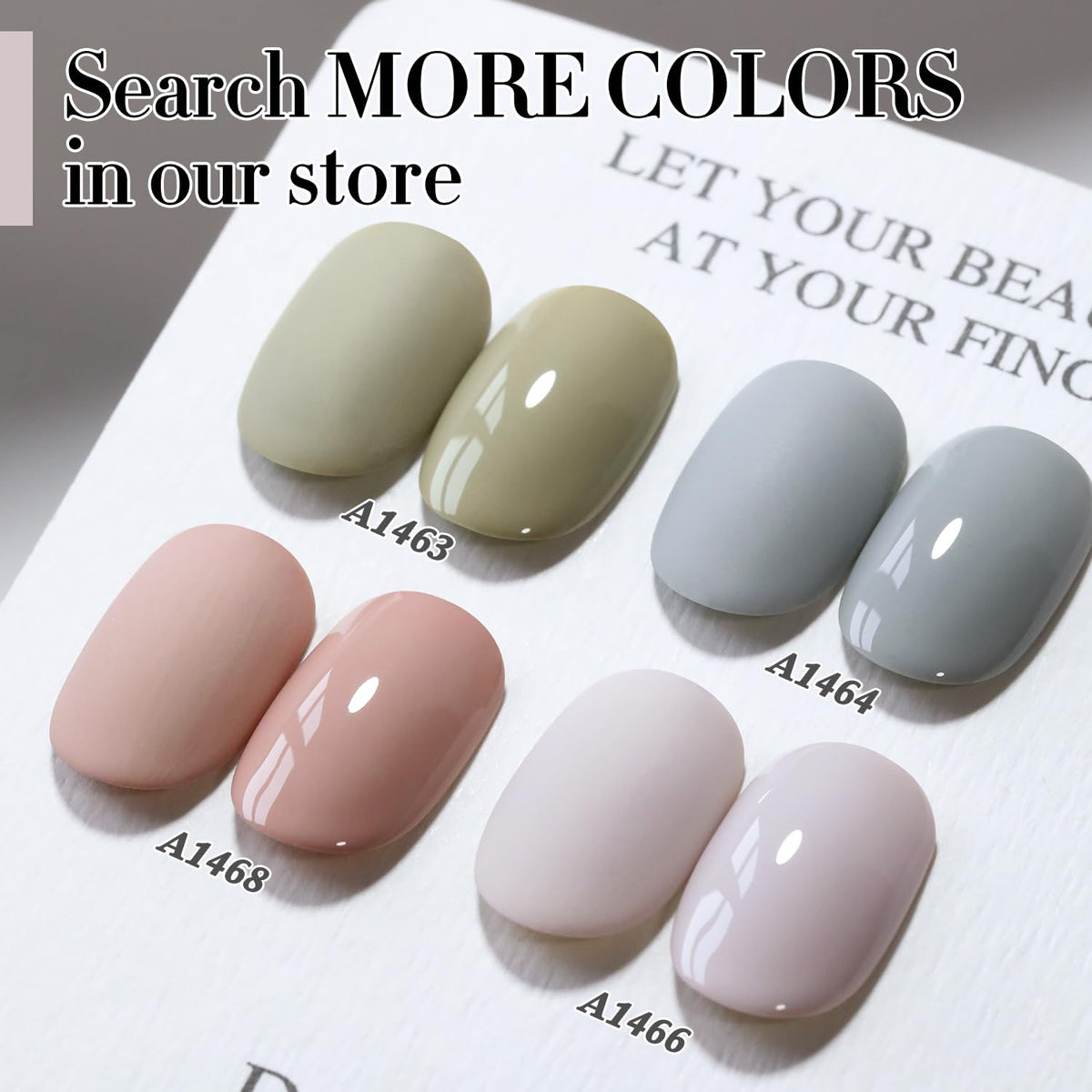 Vernis gel de couleur Milky Gray appliqué sur des ongles