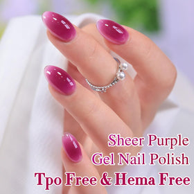 Vernis gel Double Rhythm 15 ml en rose violet sur un fond neutre