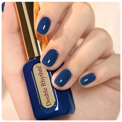 Vernis gel Double Rhythm 15ml bleu marine, bouteille ronde avec couvercle doré