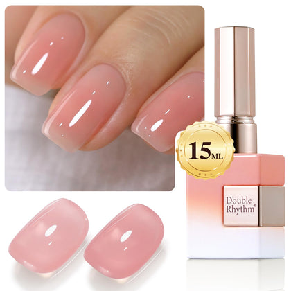 Vernis gel Double Rhythm 15ml couleur milky rose, flacon avant