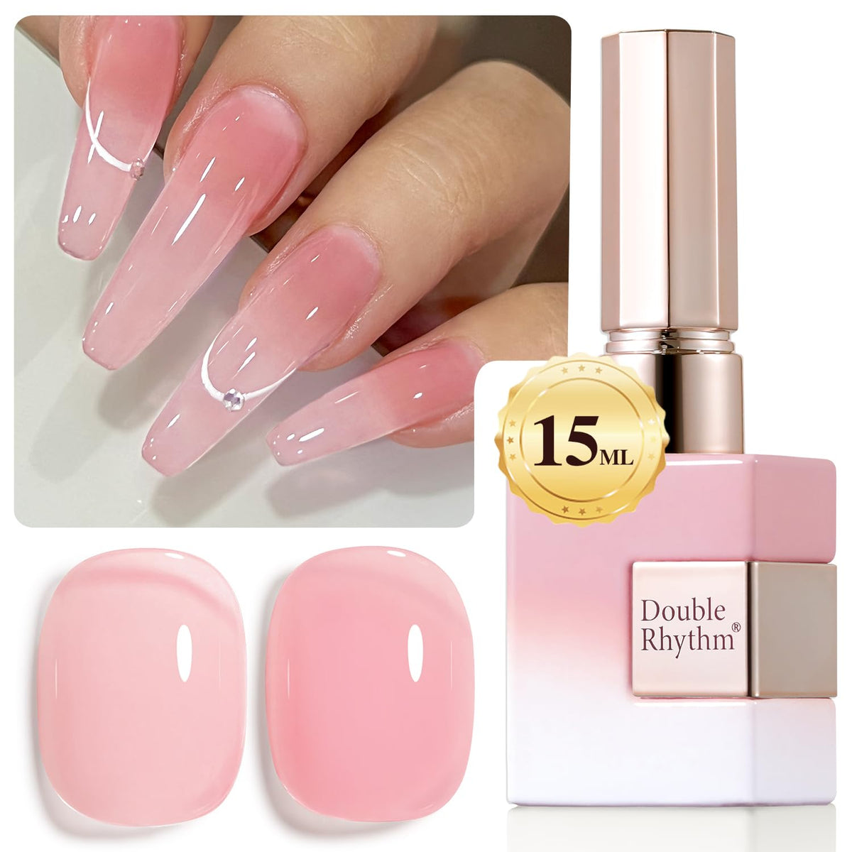 Vernis gel Double Rhythm 15ML couleur rose A1401 avant