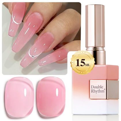 Vernis Gel Double Rhythm 15ML couleur rose transparent, vue de face
