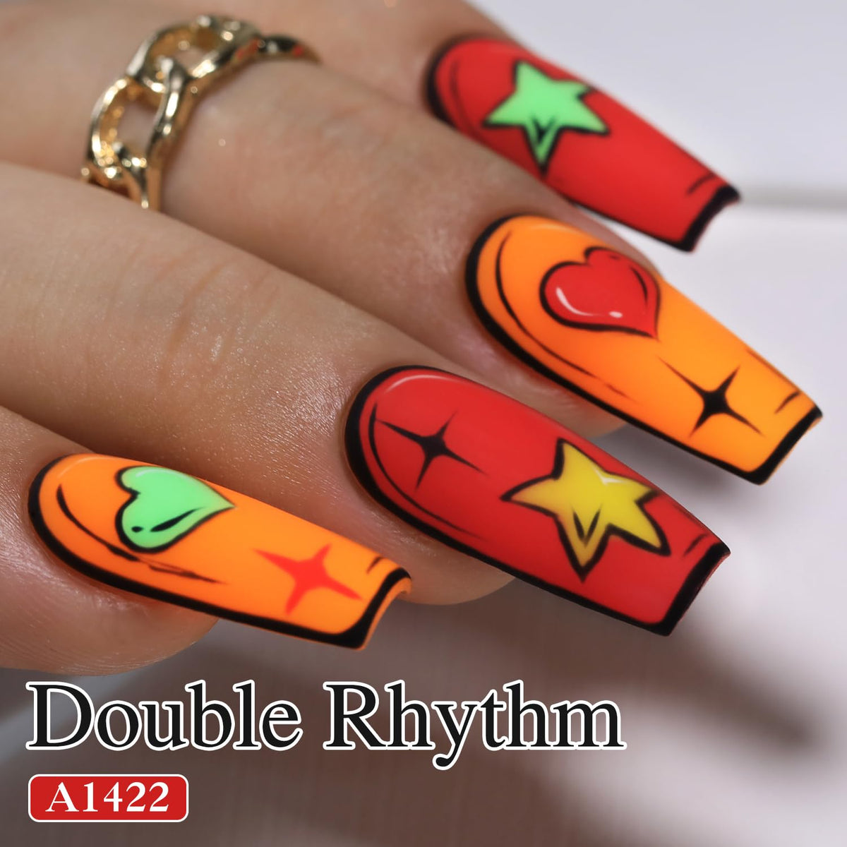 Vernis gel Double Rhythm 15ML en couleur neon rouge sur une table