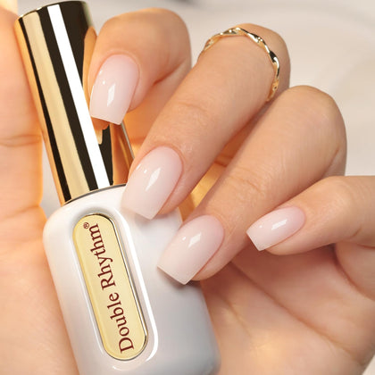 Vernis gel Double Rhythm 15ml en Milky White avec bouteille ronde et poignée dorée