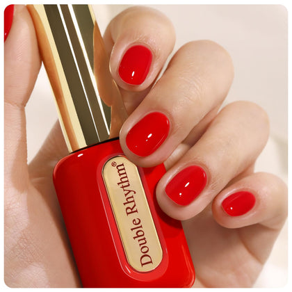 Vernis gel Double Rhythm 15ml H1091 rouge avec flacon rond et poignée dorée
