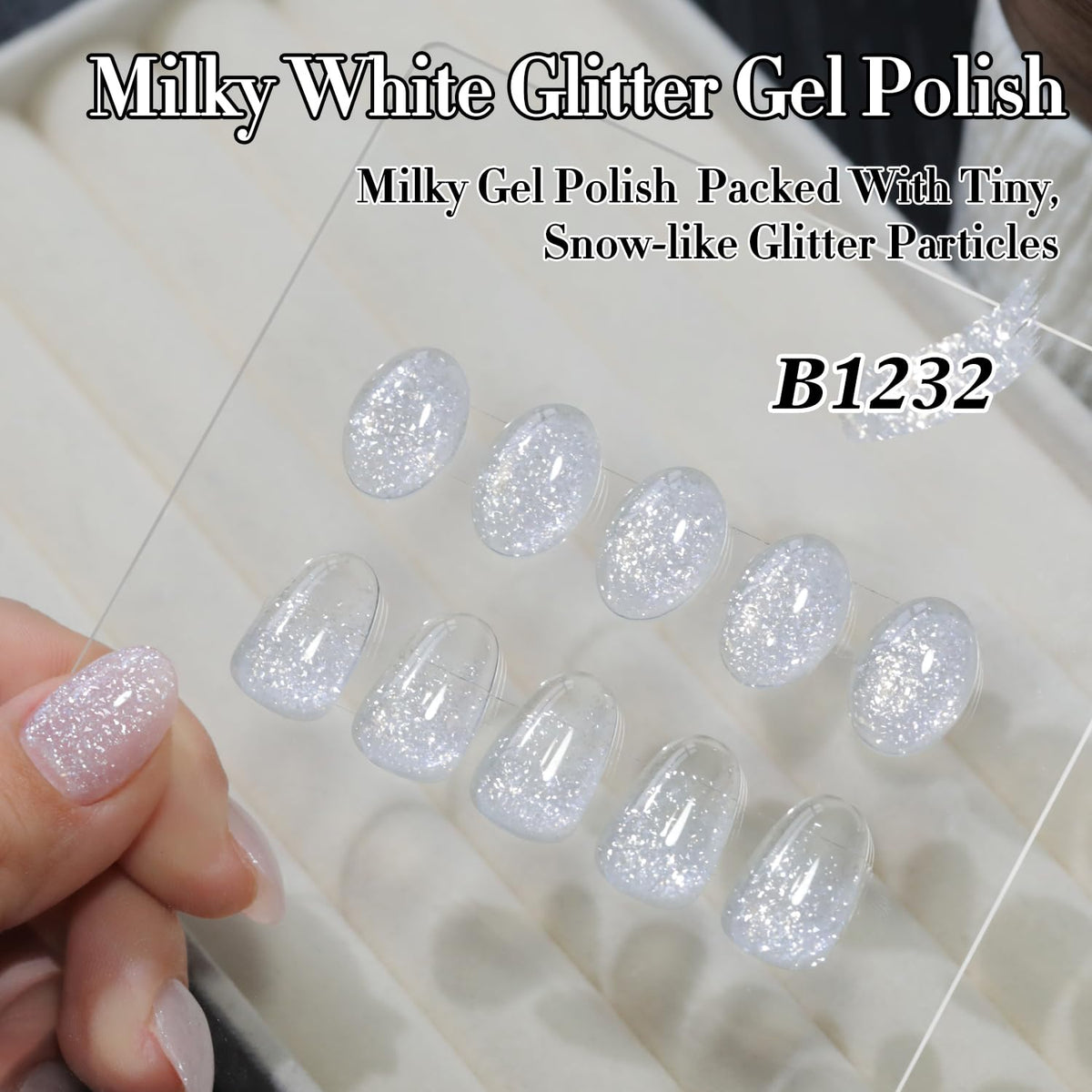 Vernis gel Double Rhythm 15ML paillettes blanches bouteille ouverte