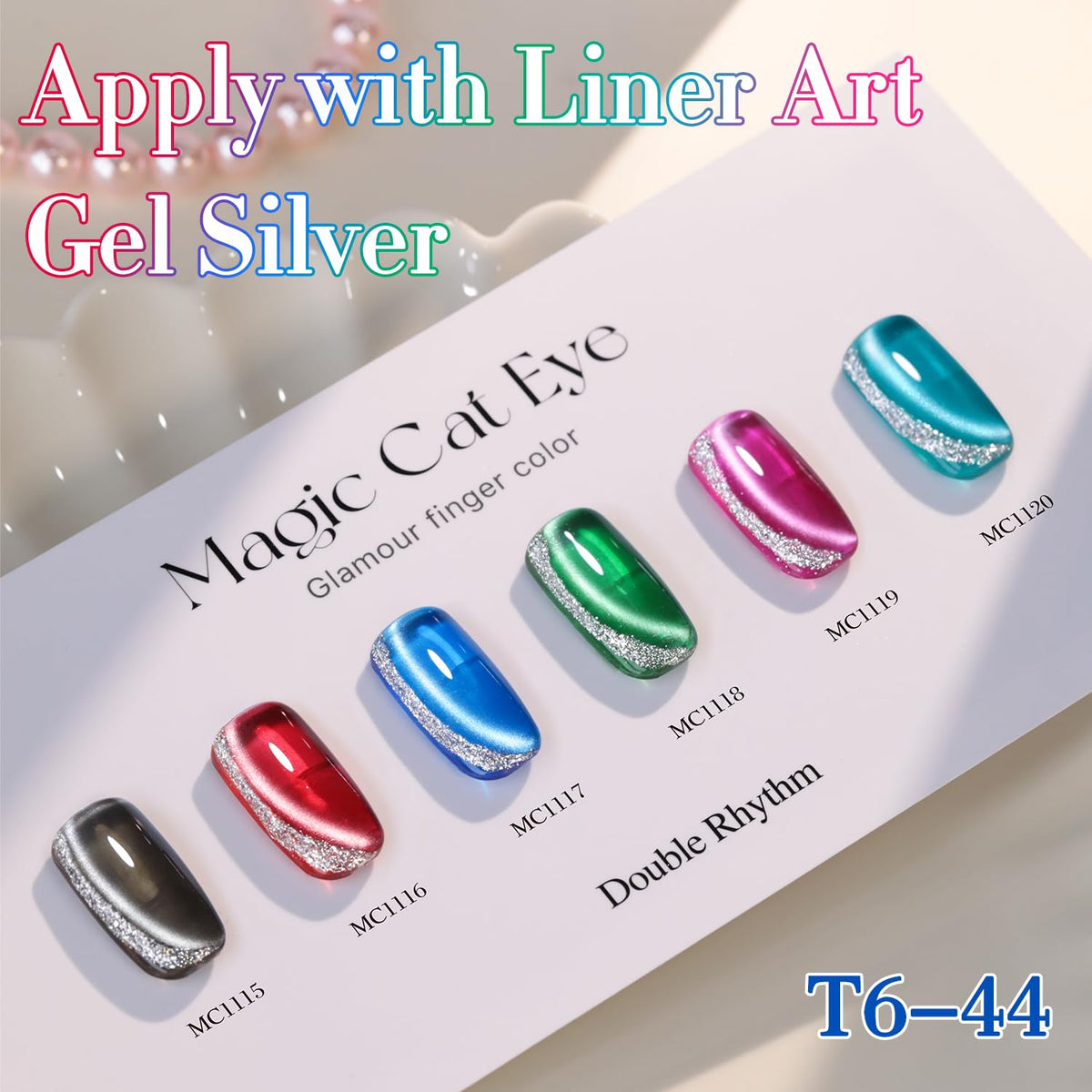 Vernis gel Double Rhythm avec paillettes sur des ongles manucurés