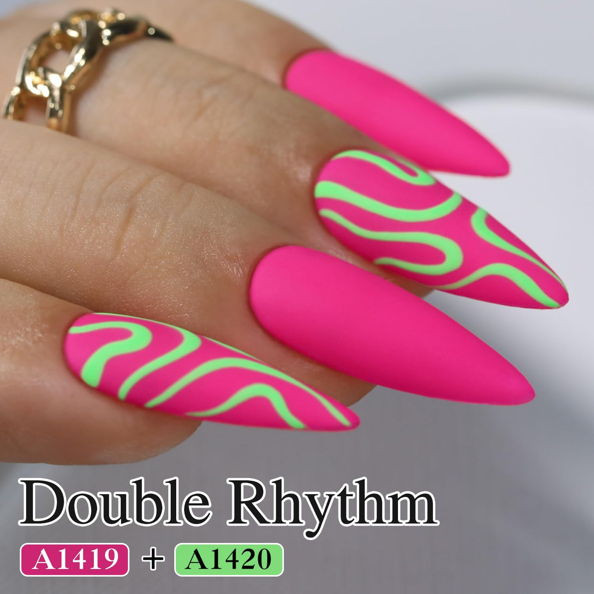 Vernis gel Double Rhythm rose néon avec pinceau applicateur visible