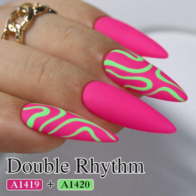 Vernis gel Double Rhythm rose néon avec pinceau applicateur visible