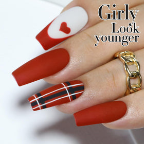 Vernis gel Double Rhythm Rouge Fer A1454 avec accessoires de nail art
