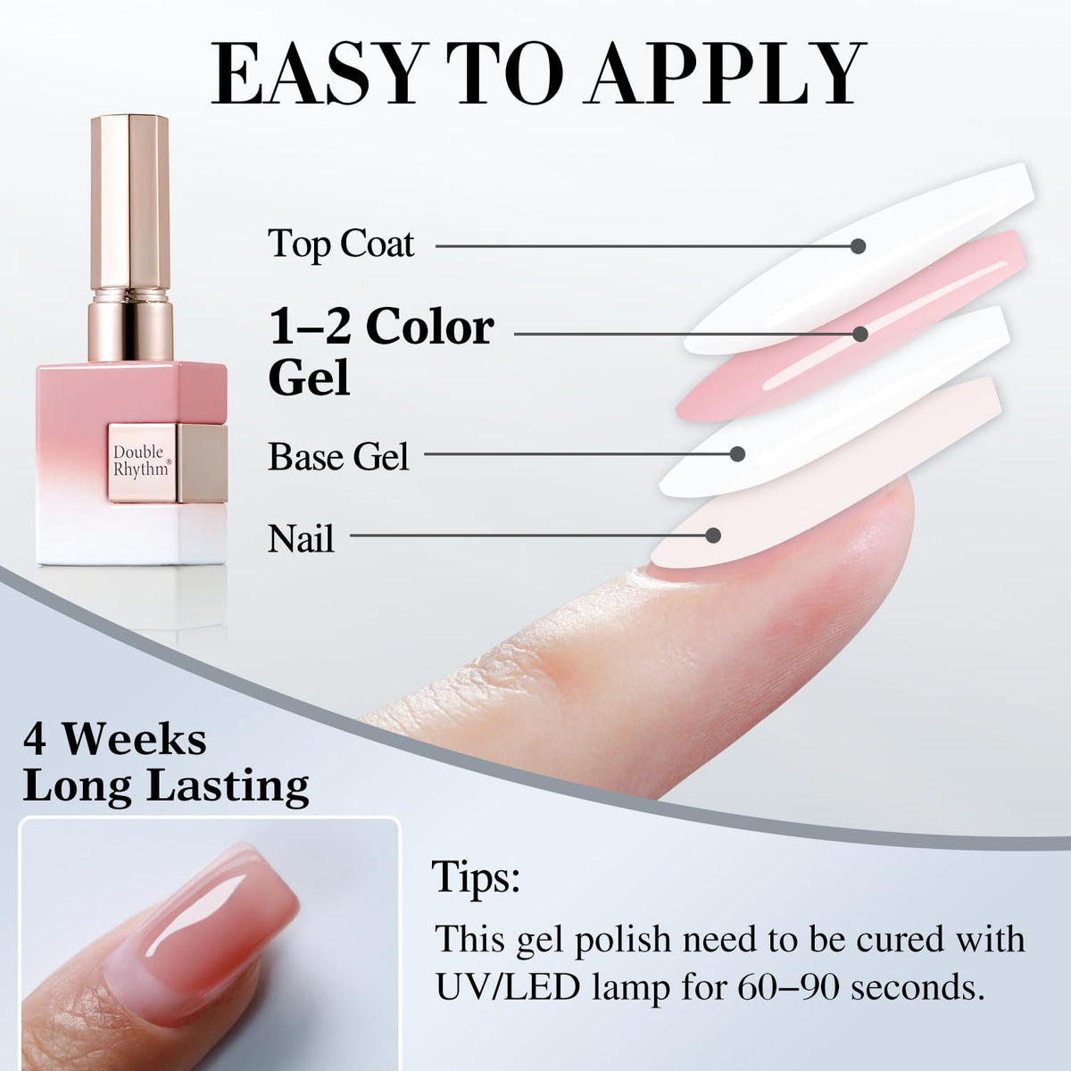 Vernis gel Double Rhythm sur un fond de table de manucure