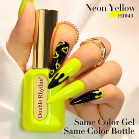 Vernis gel Double Rhythm sur une table avec accessoires de manucure