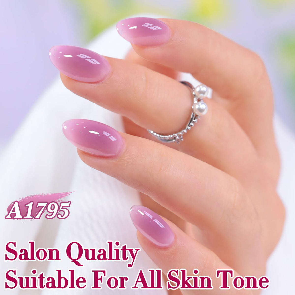 Vernis gel Double Rhythm violet clair sur une table de manucure