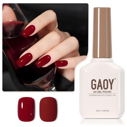 Vernis gel GAOY rouge bourgogne 16ml en bouteille