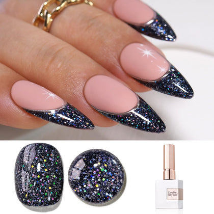 Vernis gel holographique Double Rhythm 15ML noir irisé avant utilisation