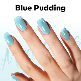 Vernis gel jelly bleu modelones sur un fond coloré
