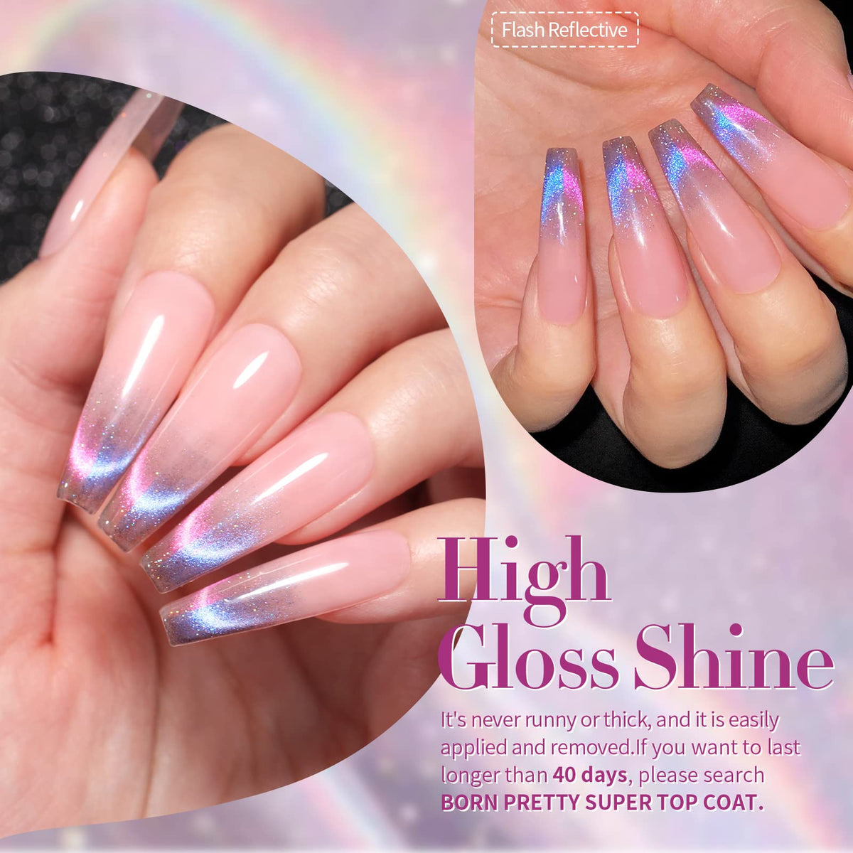 Vernis gel magnétique avec finition brillante