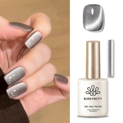 Vernis gel magnétique Born Pretty 15ml couleur Gris Lune vue de face