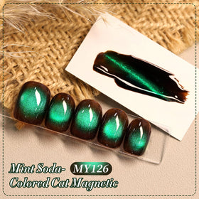 Vernis Gel Magnétique Brun Vert 15ml, échantillon sur ongle