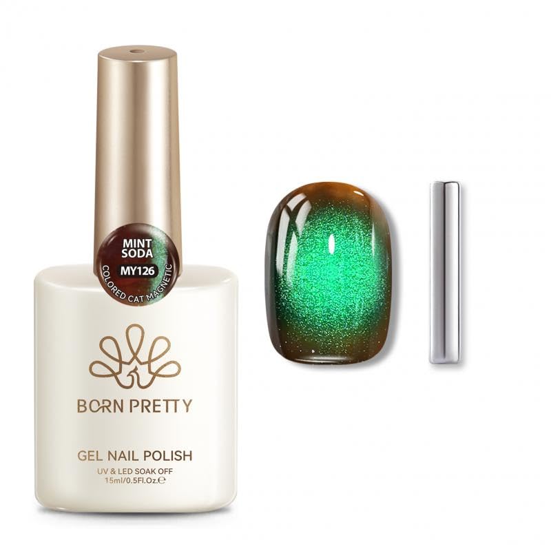 Vernis Gel Magnétique Brun Vert 15ml et accessoires de manucure