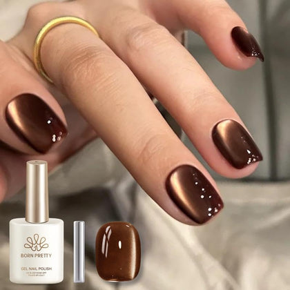 Vernis gel magnétique chat marron 15ml Born Pretty, vue de face