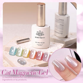 Vernis gel magnétique en application avec base et top coat