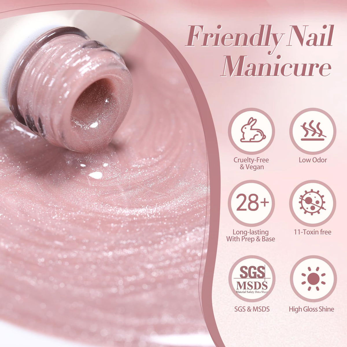 Vernis Gel Magnétique Rose avec accessoires de manucure