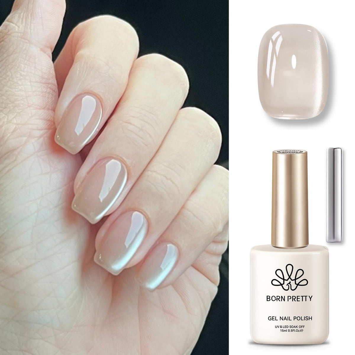 Vernis gel magnétique Rose Lune sur une table de nail art