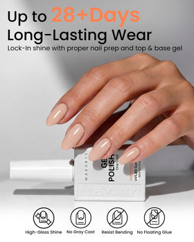 Vernis gel Makartt nude avec des accessoires de nail art