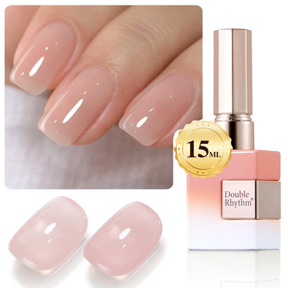 Vernis gel Milky Rose 15ml de Double Rhythm, bouteille vue de face