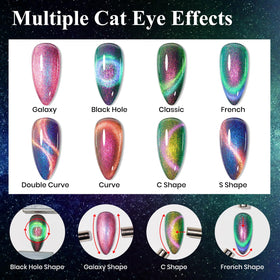 Vernis gel MIZHSE 9D Cat Eye couleur chameleon en application