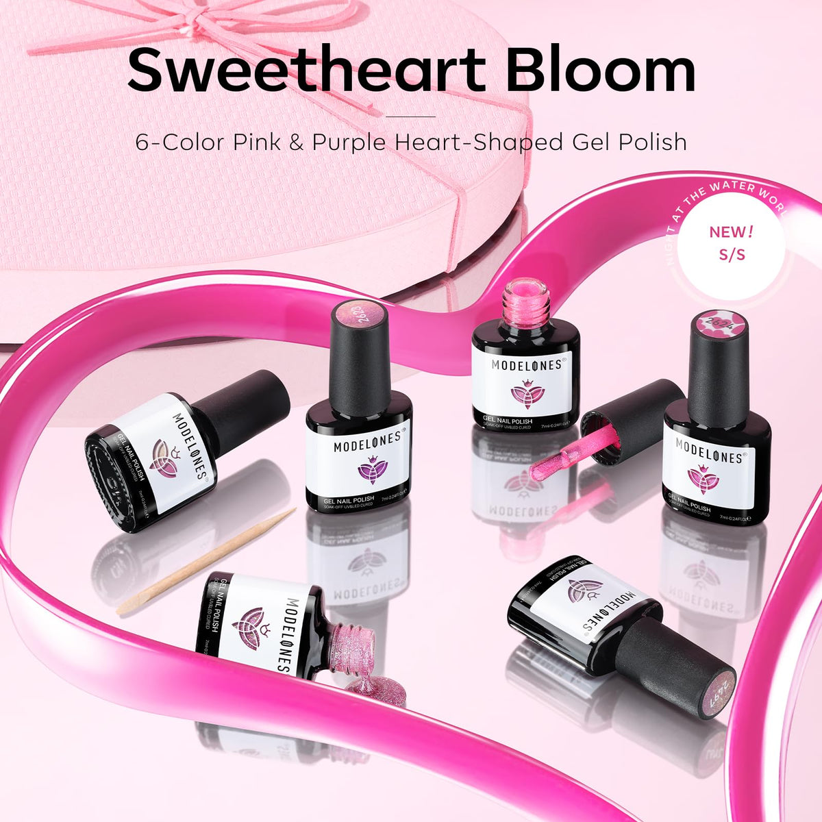 Vernis gel modelones avec différentes teintes sur des ongles