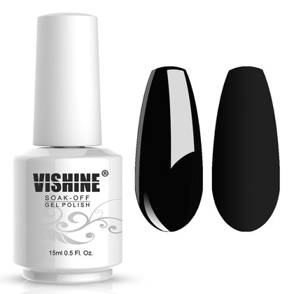 Vernis gel noir Vishine 1348, vue avant avec étiquette