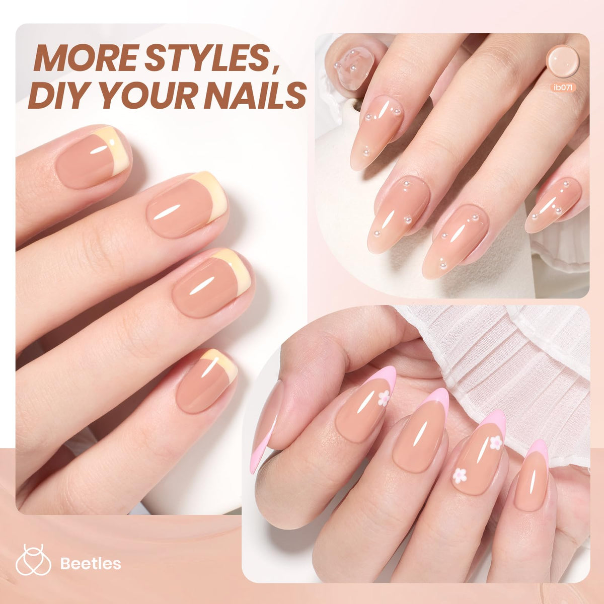 Vernis gel nude brun sur une table de manucure