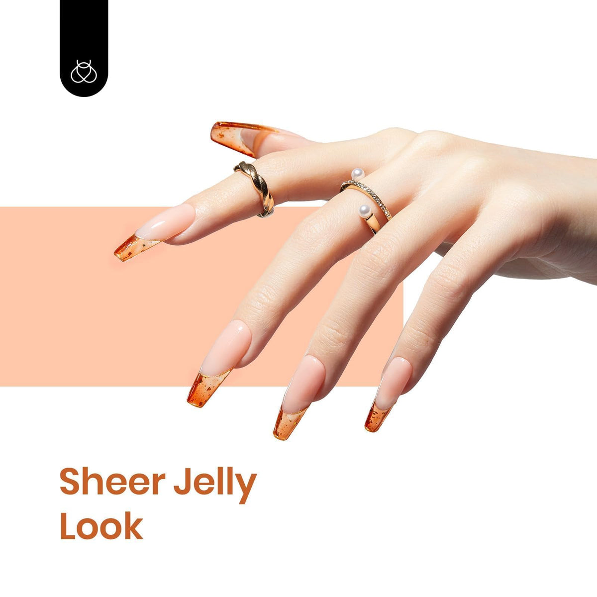 vernis gel orange avec effet scintillant sur ongles