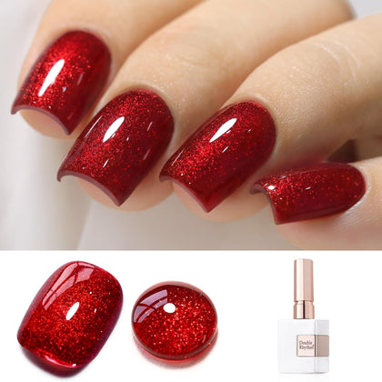 Vernis gel pailleté 15ML Double Rhythm couleur rouge foncé