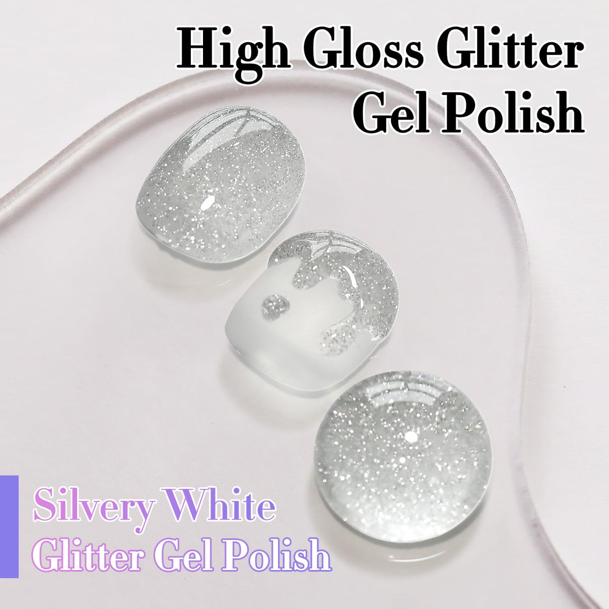 Vernis gel pailleté argent avec paillettes micro-fines